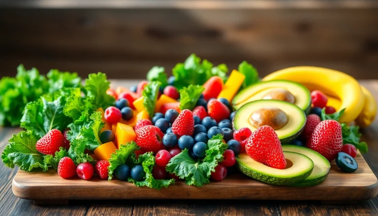 Delicious healthy food platter showcasing vibrant fruits and vegetables.