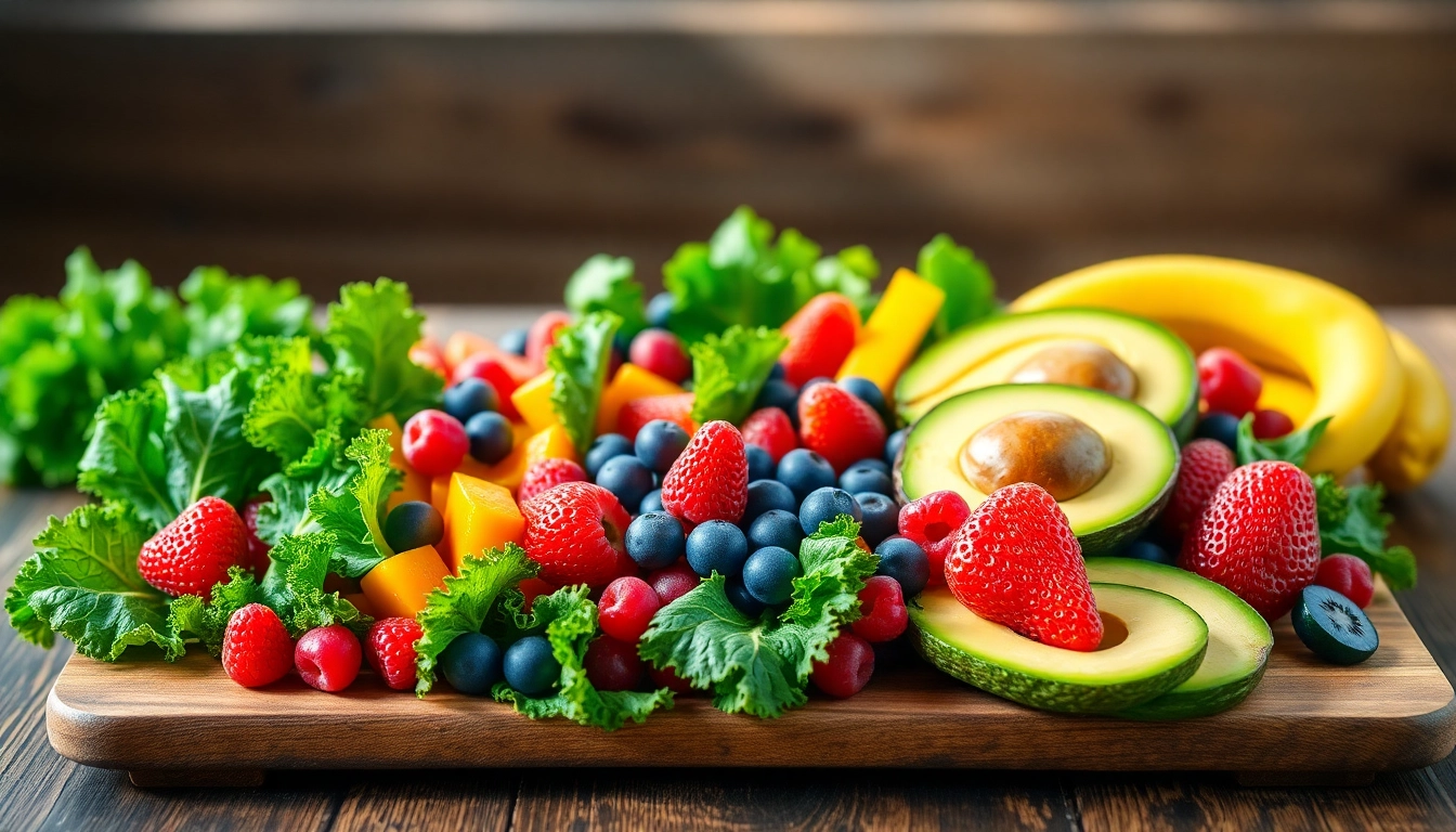 Delicious healthy food platter showcasing vibrant fruits and vegetables.