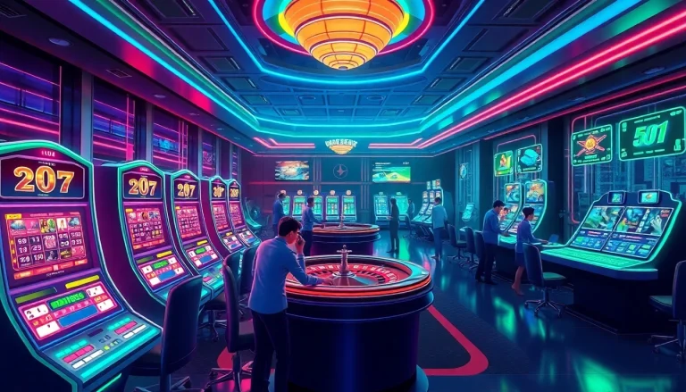 Experience New Technology transforming the future of gambling in a high-tech casino environment.