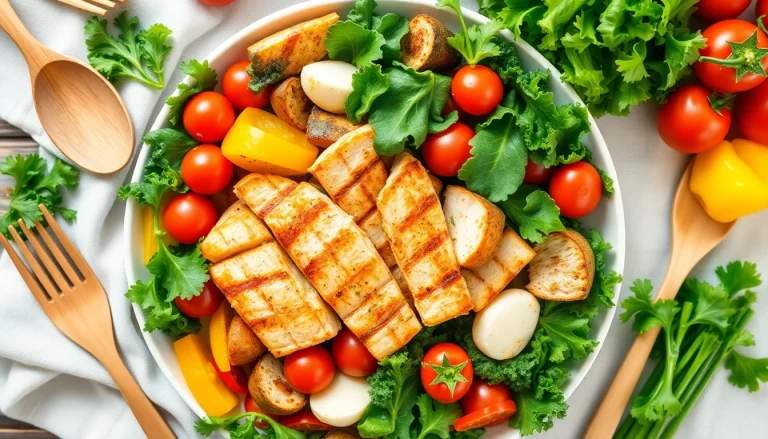 A vibrant plate of healthy food with colorful vegetables and lean protein, promoting Healthy Food choices.