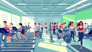 Diverse group engaging in dynamic Weight Loss activities in a vibrant gym setting.