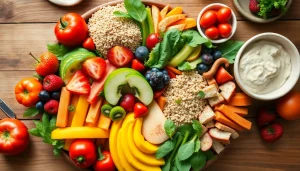 Discover a vibrant healthy food platter showcasing colorful fruits and vegetables for nutritious meals.