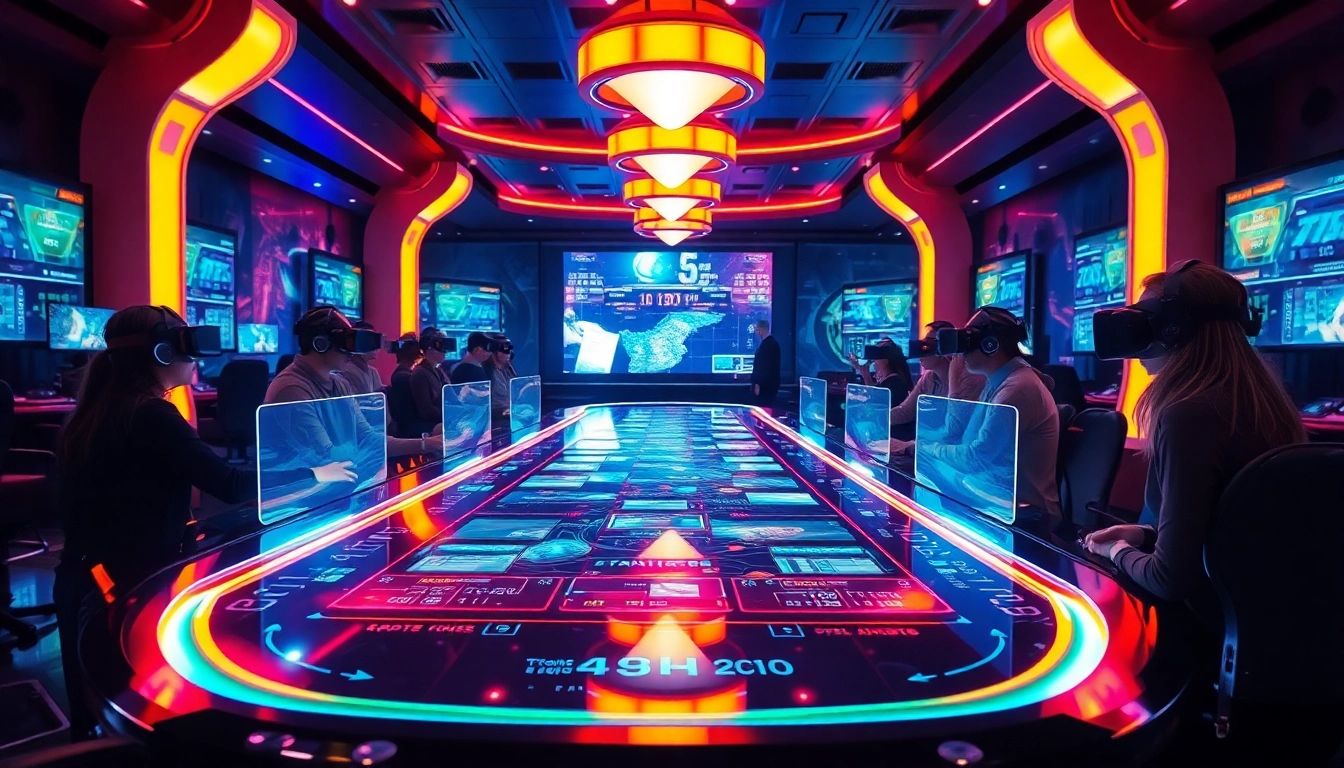 Experience the thrill of gambling with New Technology in a futuristic casino atmosphere.