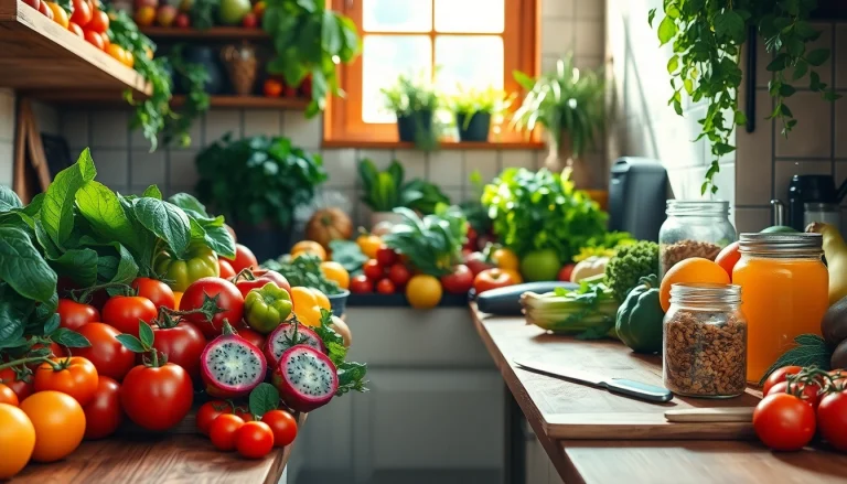 Fresh and vibrant display of healthy food ingredients inspiring nutritious meals.