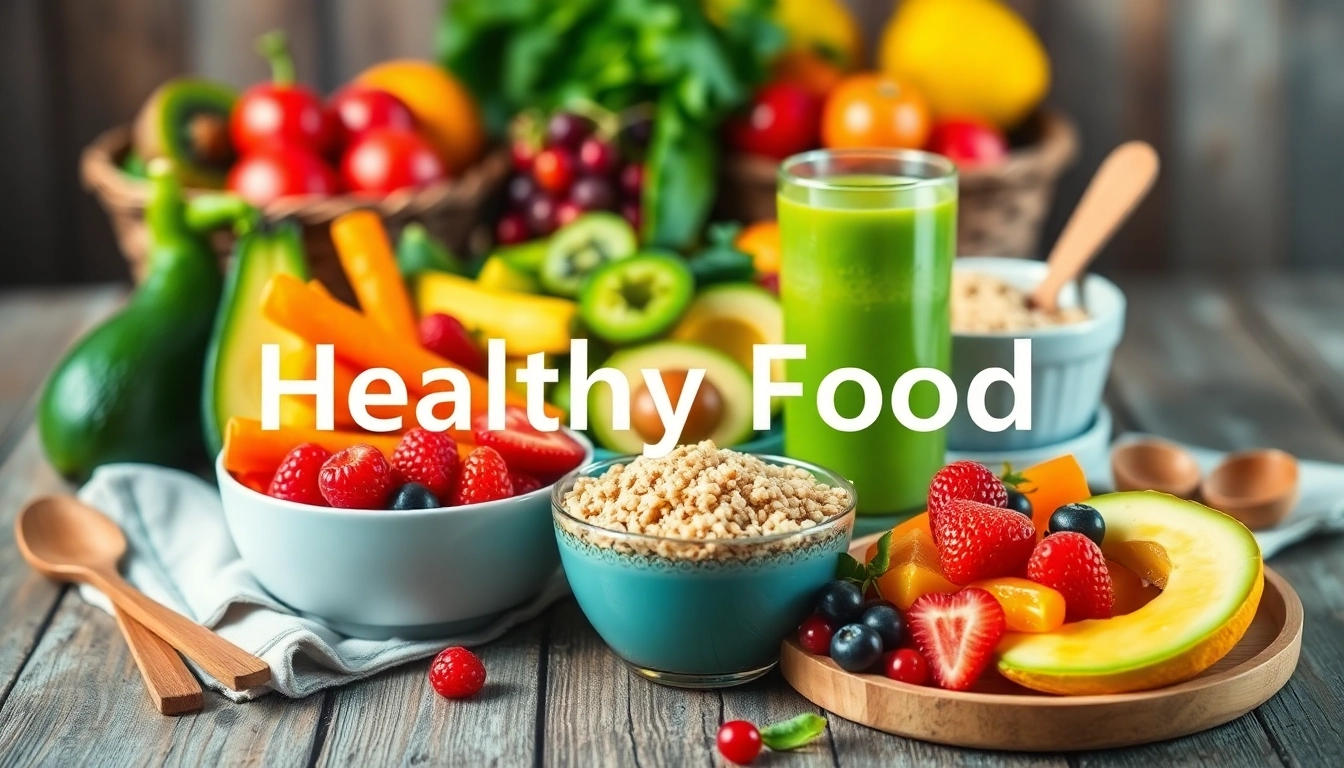 Discover a gorgeous healthy food spread featuring vibrant fruits and vegetables on a rustic table.