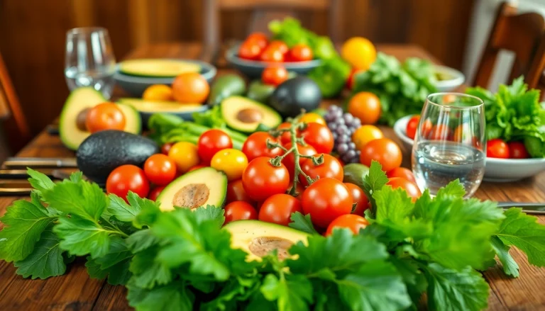 Share a vibrant, healthy food arrangement showcasing colorful fruits and vegetables for nutritious meals.