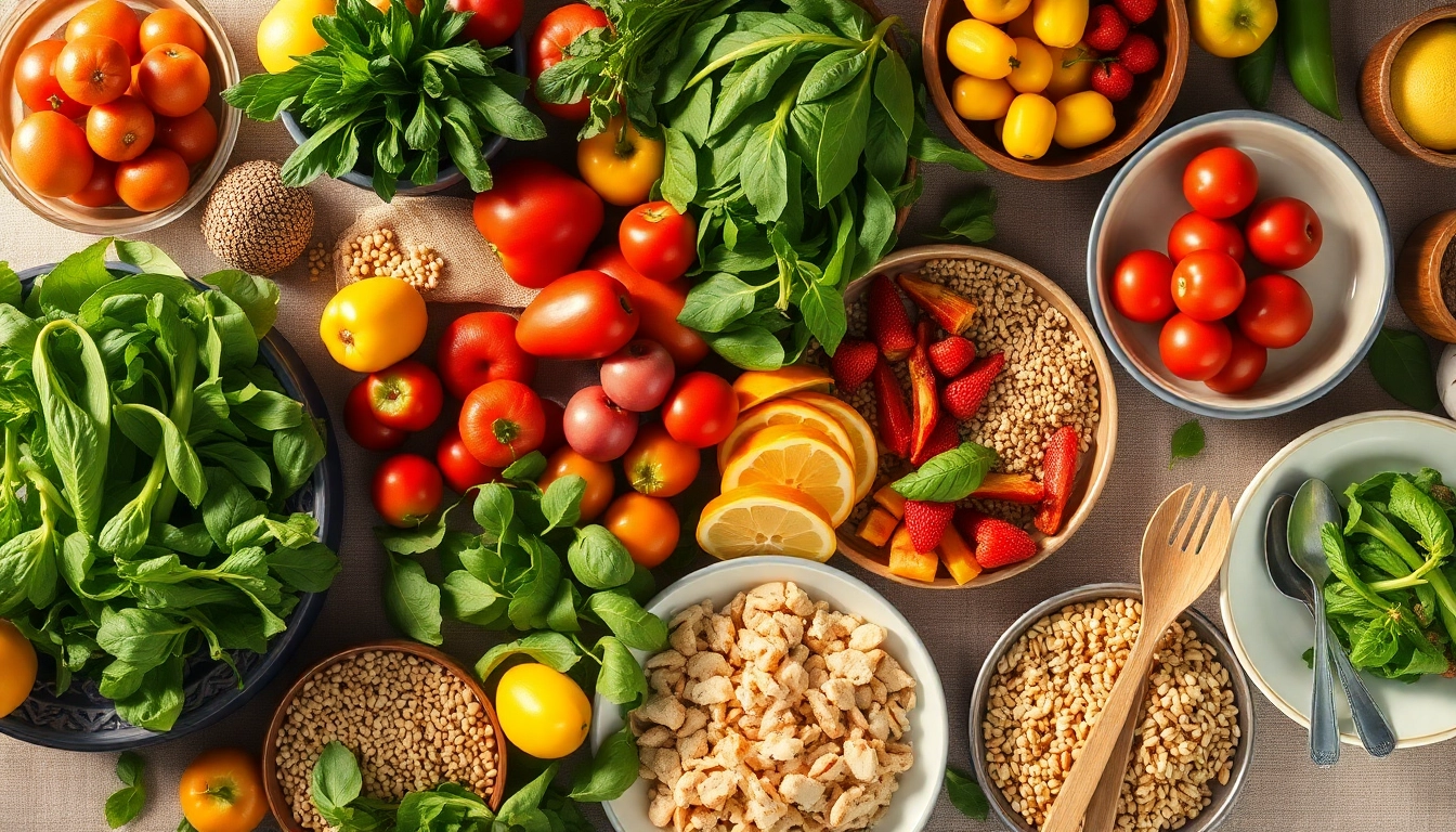 Discover an exquisite healthy food arrangement showcasing vibrant fruits and veggies.