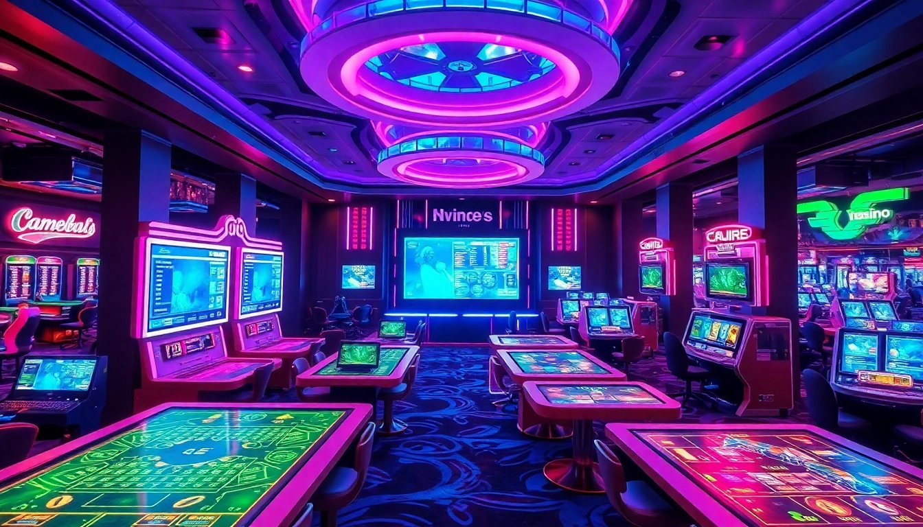 Experience New Technology in a futuristic casino with holographic tables.