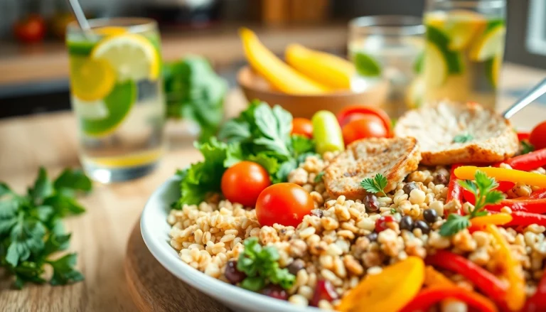 Deliciously arranged healthy food plate showcasing vibrant colors.