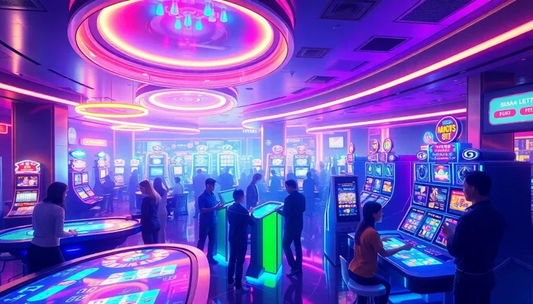 Discover new technology in a futuristic casino featuring interactive gaming and vibrant ambiance.