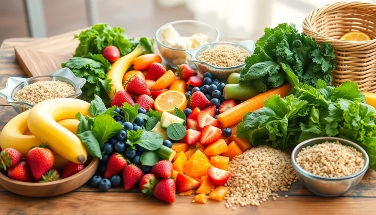 Showcase a colorful spread of healthy food options, featuring fresh fruits and vibrant vegetables, promoting nutritional choices.