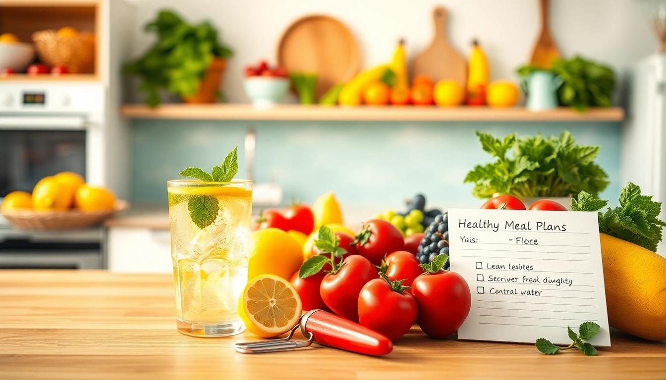 Healthy fruits and meal plans showcasing effective Weight Loss strategies in a bright kitchen.