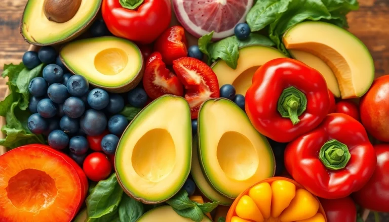 Vibrant healthy food platter featuring fresh fruits and vegetables.