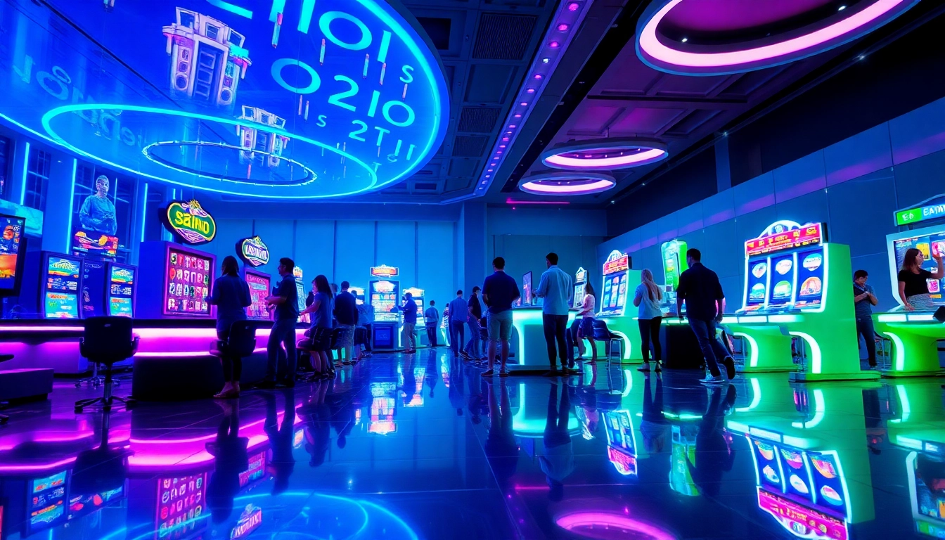 Explore innovative gaming experiences with new technology at a futuristic online casino.