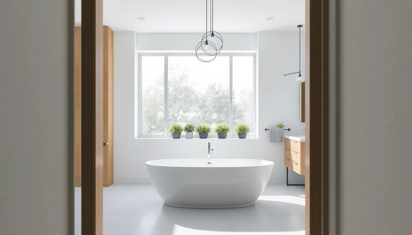Experience luxurious bathroom remodeling with a freestanding soaking tub and elegant design details.