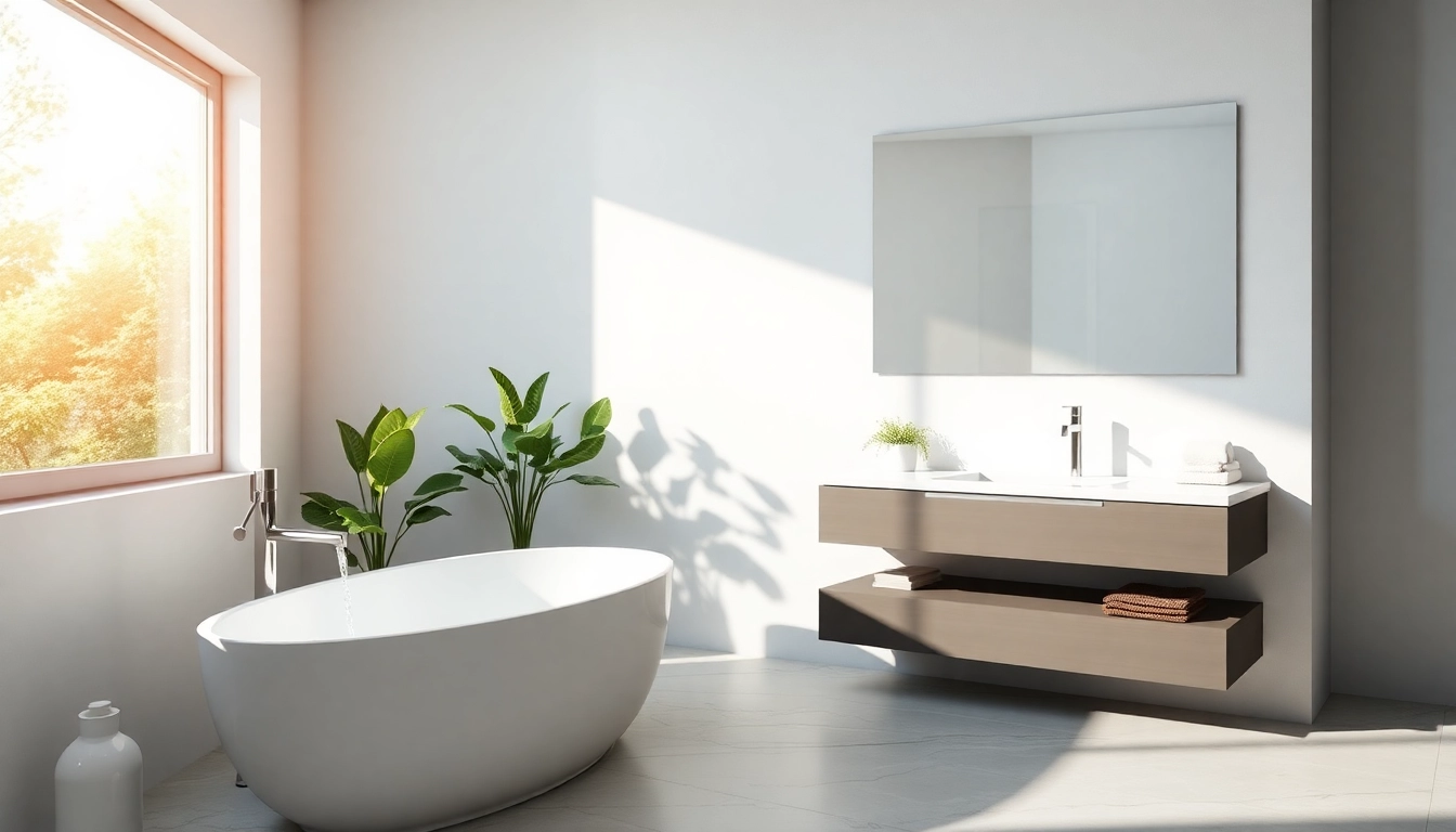 Transform your space with a bathroom remodeling contractor's elegant design featuring a modern freestanding tub.
