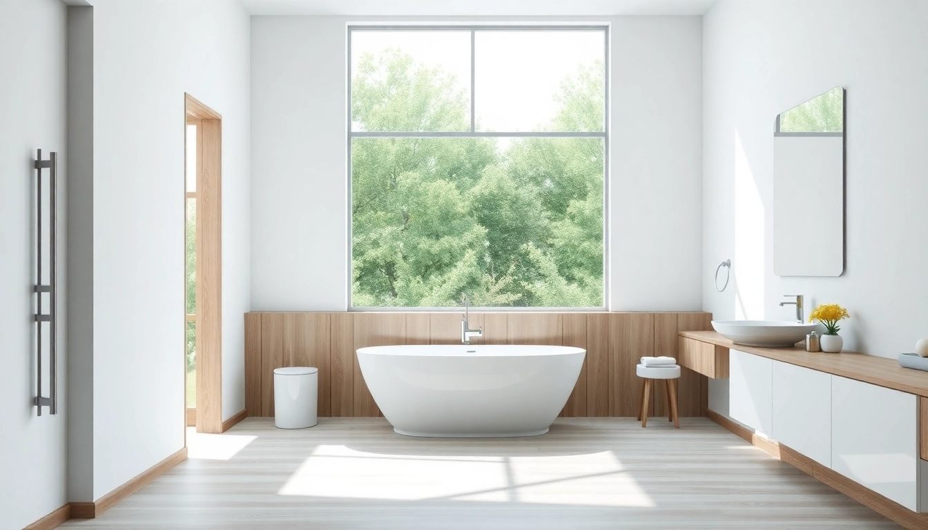 Explore this stunning bathroom remodeling featuring a freestanding tub and modern vanity design.
