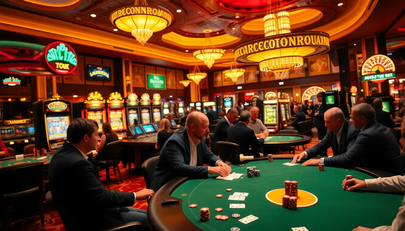 Utländska.casino brings excitement to poker games with players and chips.