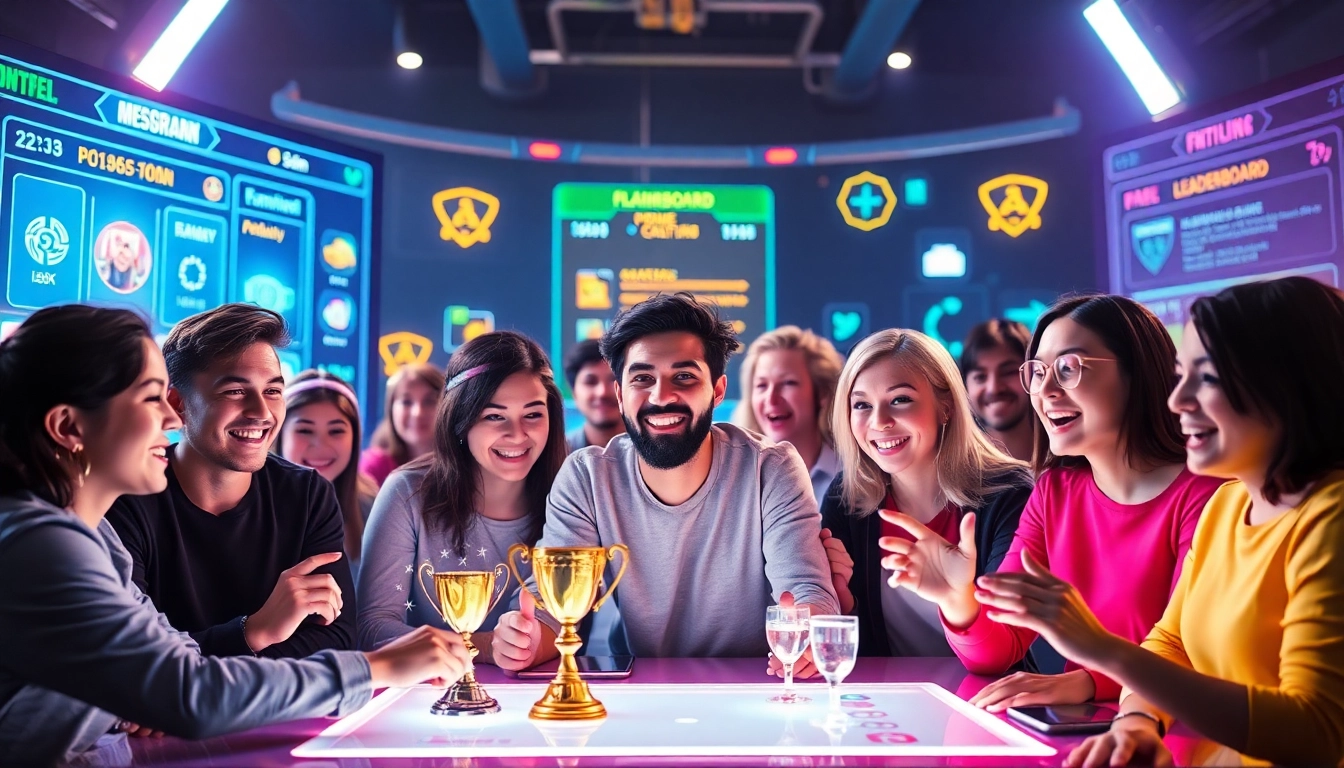 Gamification enhances engagement in a vibrant online gaming interface with diverse players competing.