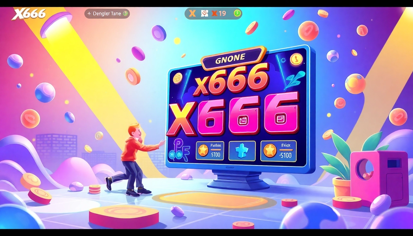 X666 Game interface with colorful elements inviting players to join and earn rewards.