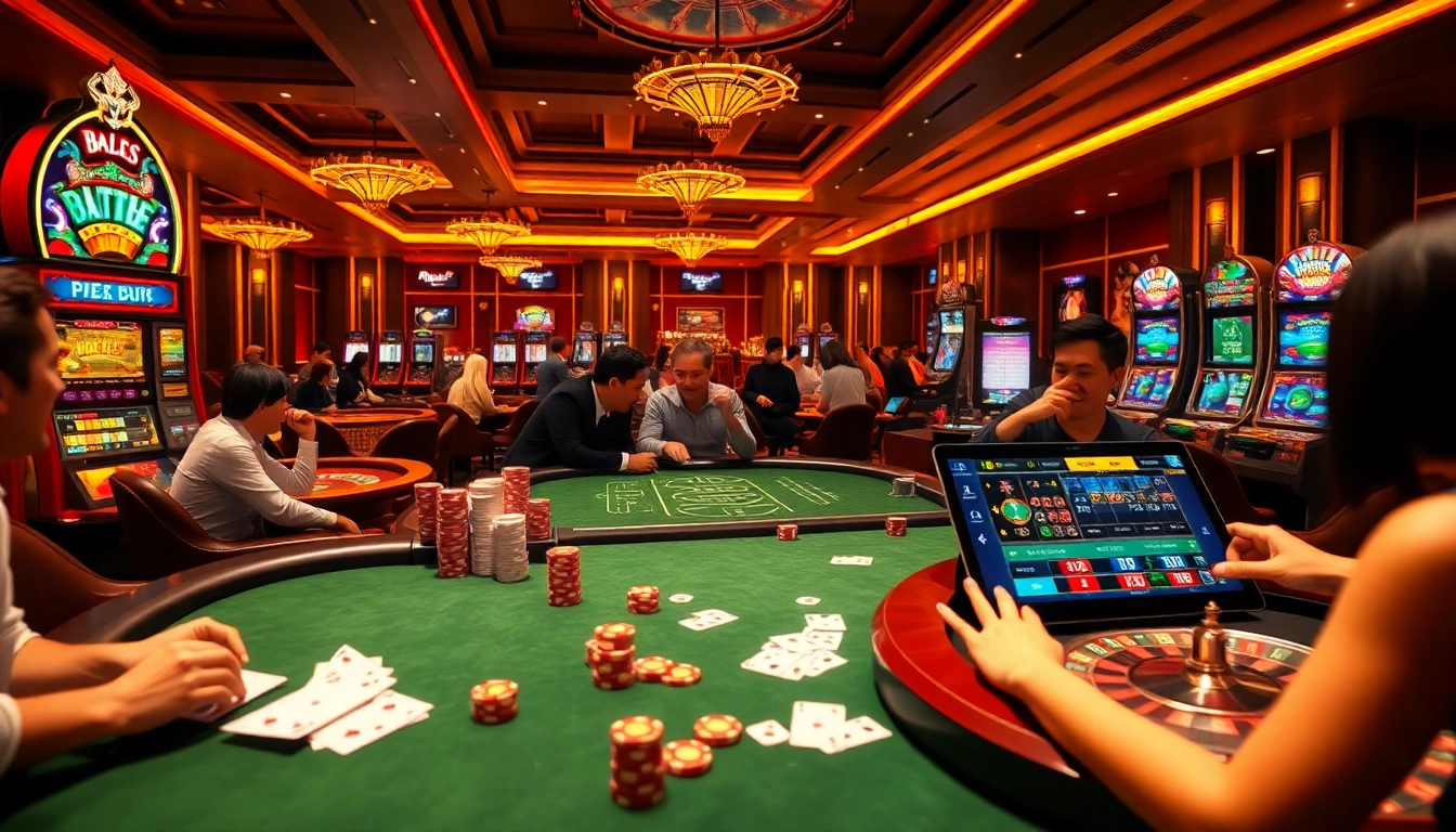 KJC AC 3 enhances the casino experience with vibrant tables, players, and slot machines in a luxurious setting.