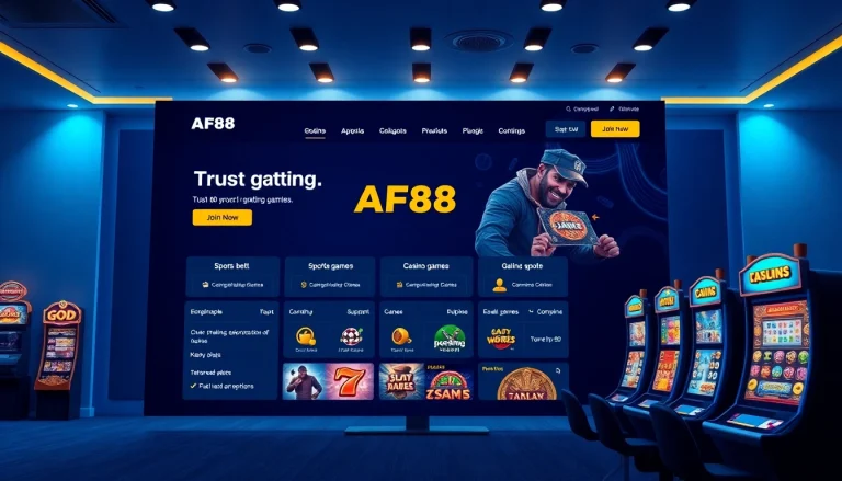 AF88 online gambling platform interface highlighting user-friendly features and vibrant design.