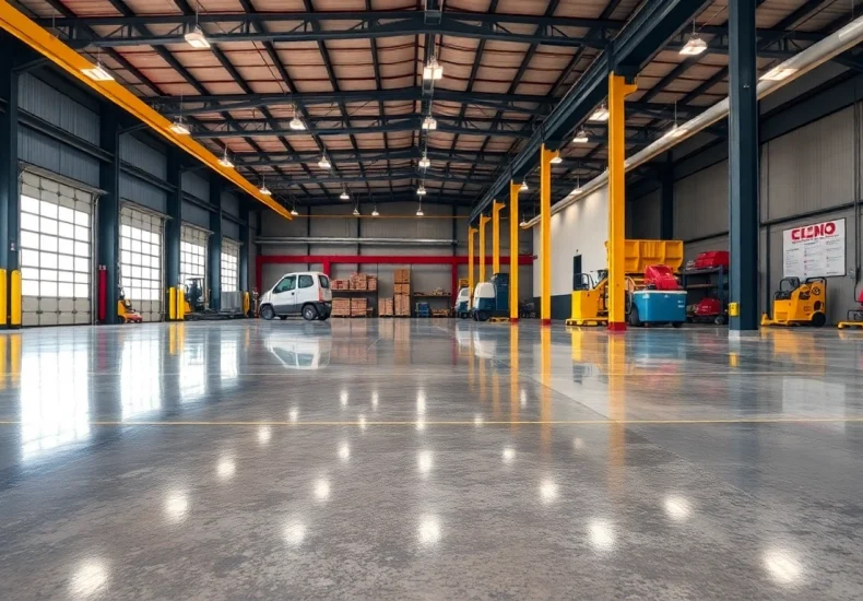 Showcasing epoxy resin flooring with a polished finish, enhancing durability in a commercial setting.