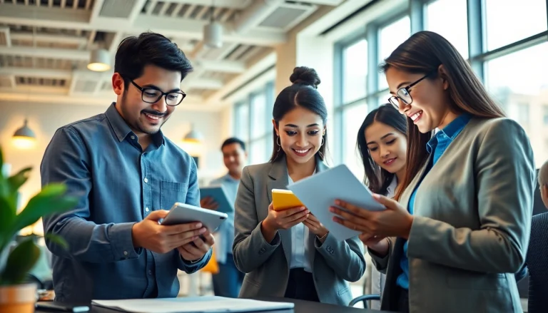 WPS下载: Professionals collaborating in a modern office using WPS Office software.