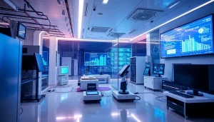 Advanced tech lab environment with modern devices and digital interfaces at techeslabs.wiki