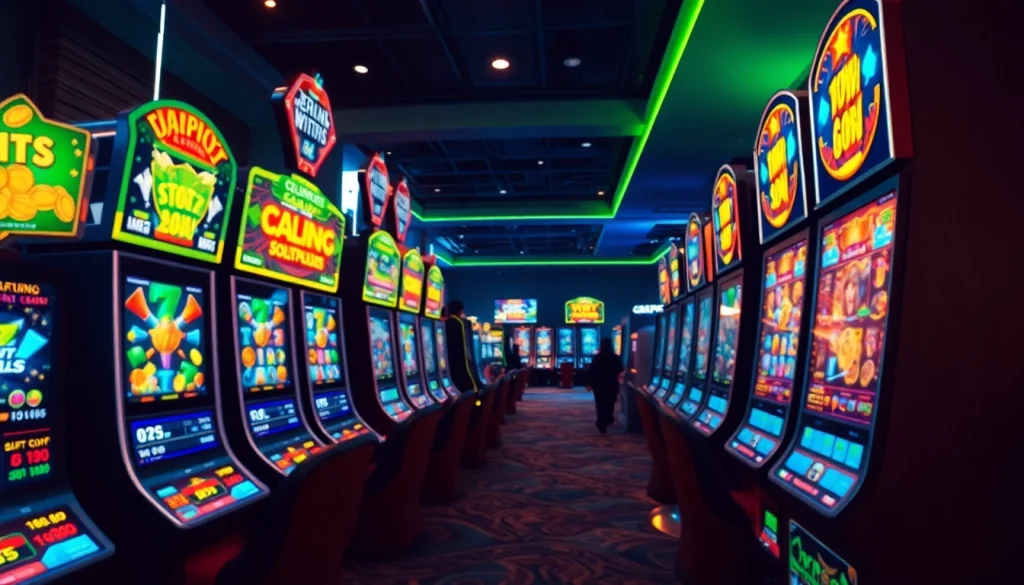 Experience the excitement of hoki138 with vibrant digital slot machines displaying colorful graphics and engaging jackpots.