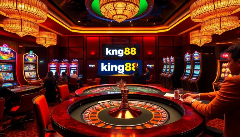 Experience the excitement of king88 casino with vibrant gaming tables and luxury ambiance.