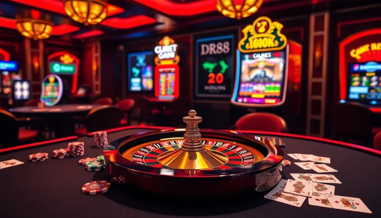 Experience the thrill of gaming at DR88 with vibrant casino tables and immersive slot machines.
