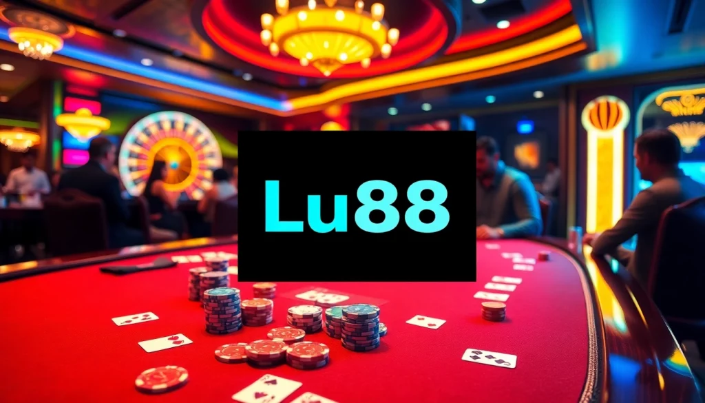 Experience strategic gameplay with Lu88 at a vibrant casino table filled with excitement.