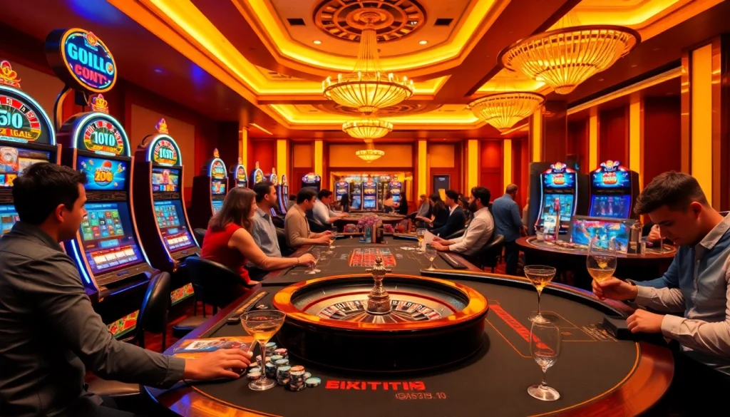 Experience exhilarating gaming at 11UU with vibrant slot machines and poker tables.