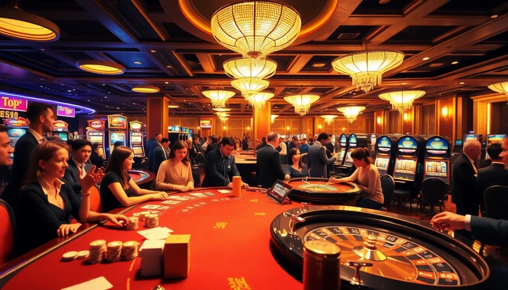 Players enjoying high-stakes games at a casino table, featuring vibrant elements of https://topclub.space/.
