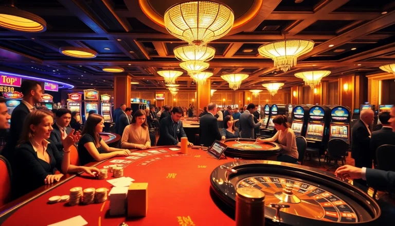 Players enjoying high-stakes games at a casino table, featuring vibrant elements of https://topclub.space/.