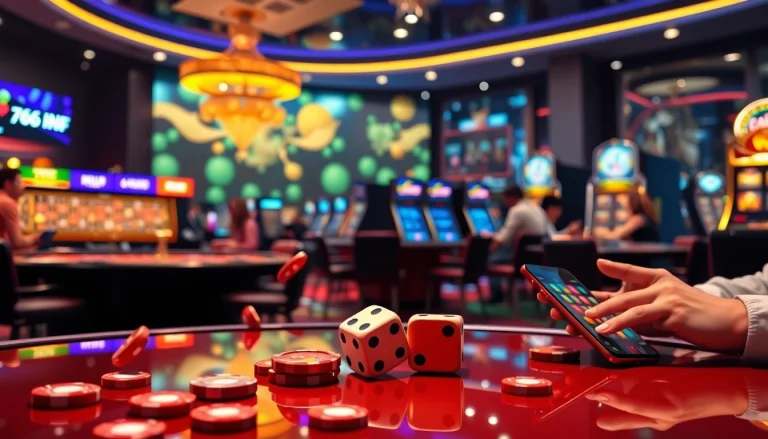 Engaging players at 789f nhà cái enjoy exciting games on mobile devices in a luxurious casino setting.