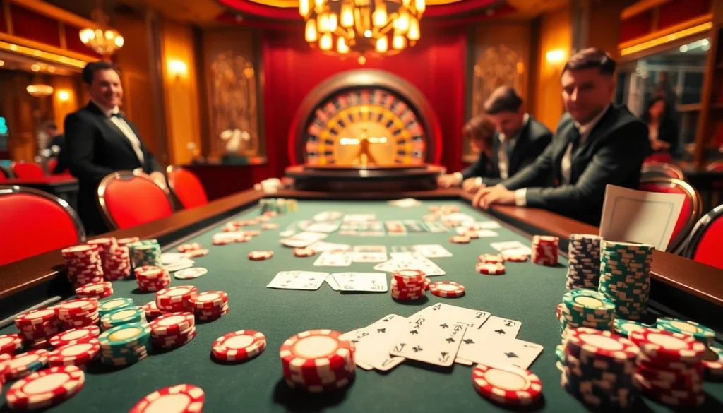 Engage with thrilling gameplay at 789pet, featuring an exciting casino table scene complete with poker chips and cards.