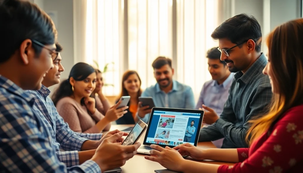 Lanka Ads platform showcasing diverse users engaging with personal ads and services in a professional setting.