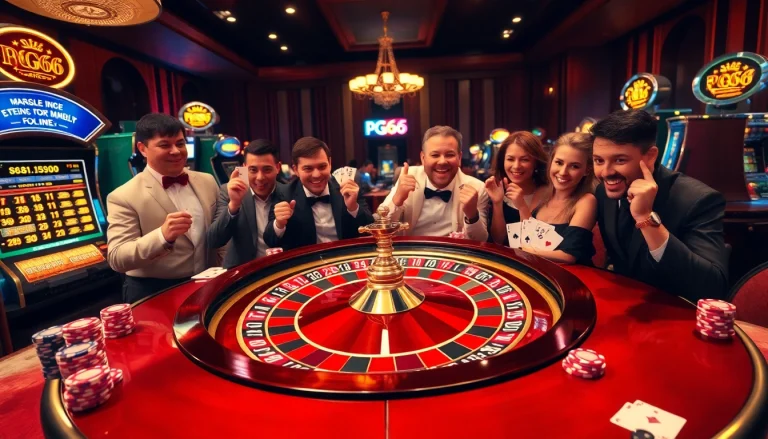 Experience the thrills of PG66 with an exciting casino scene featuring authentic roulette and poker excitement.