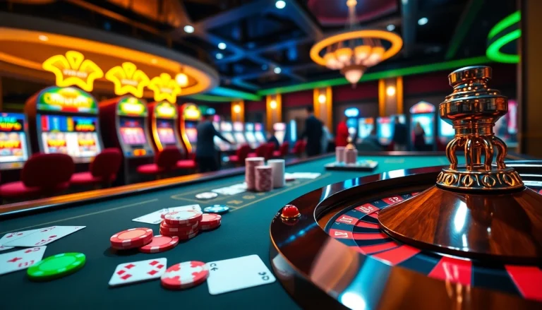 Players enjoying a thrilling poker game at U888 casino with vibrant chips and cards.