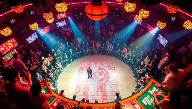 Engaging view of đá gà trực tiếp thomo live event with fans cheering and betting excitement in a thrilling atmosphere.