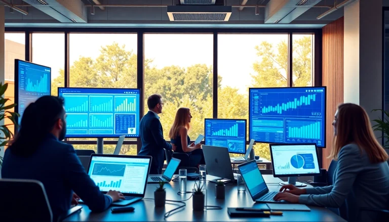 Business professionals discussing Logo ERP fiyat solutions in a modern office.