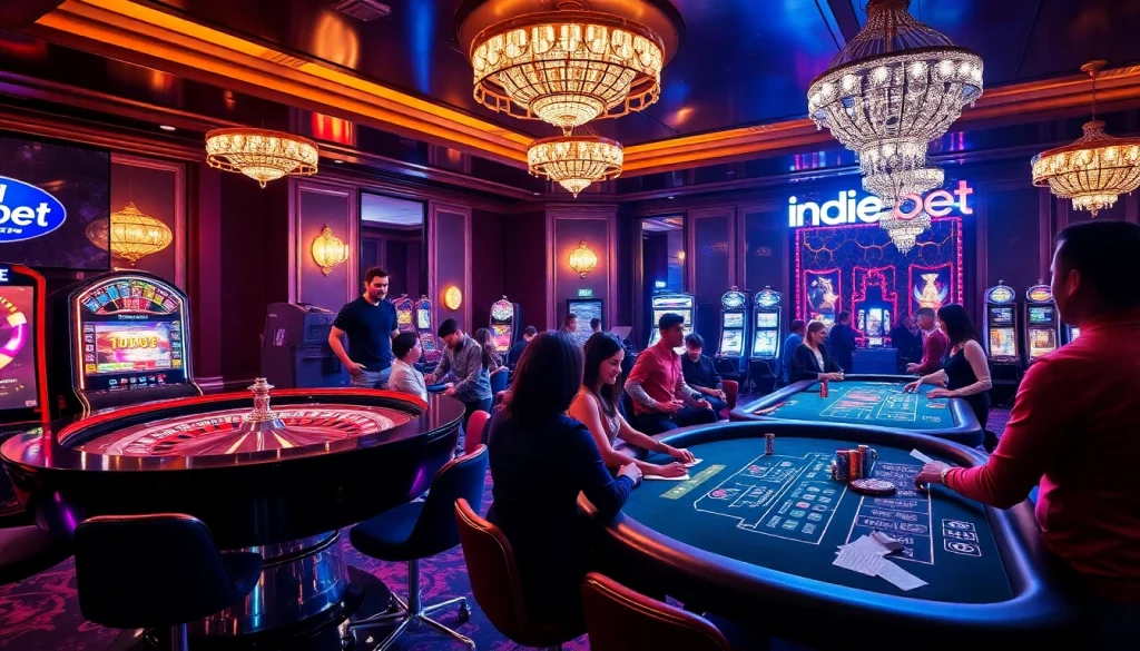 Indibet users enjoying live betting in a vibrant casino atmosphere.
