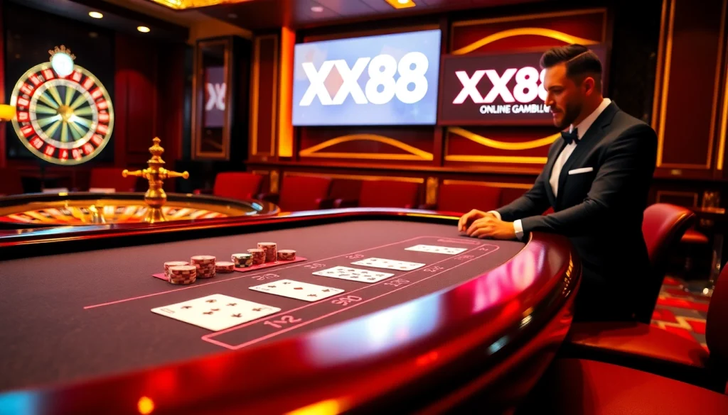 Player engaging at the XX88 Baccarat table, showcasing a luxurious gambling experience.