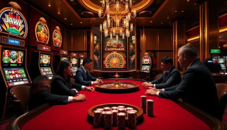 Experience the thrilling atmosphere of Nhà cái F8BET in this vibrant casino scene.