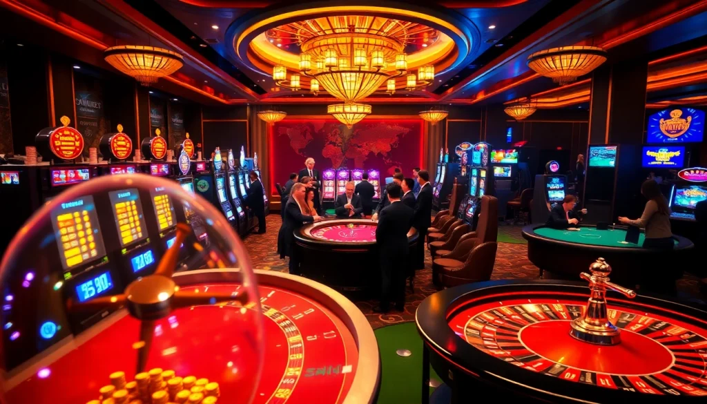 Experience thrilling gameplay at 79king com with vibrant casino visuals highlighting poker tables and slot machines.