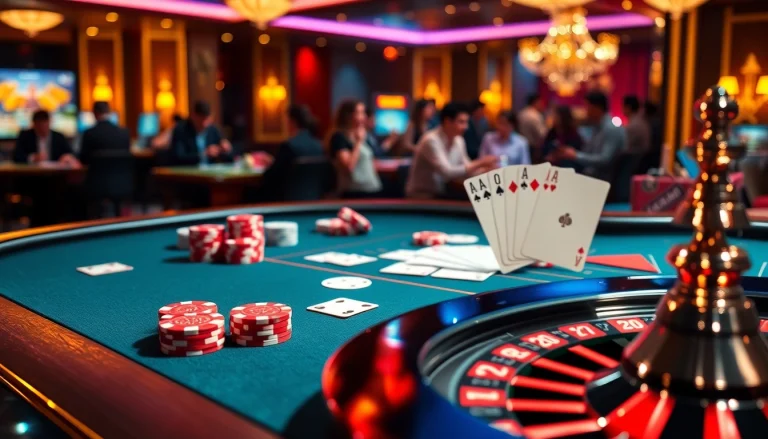 Kuwin 789 showcases players engaged in thrilling casino games like poker and roulette, highlighting excitement and luxury.