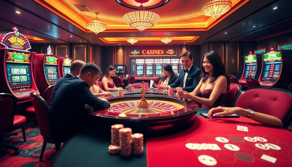 Players enjoying thrilling games at UU88 casino, showcasing roulette and poker excitement.