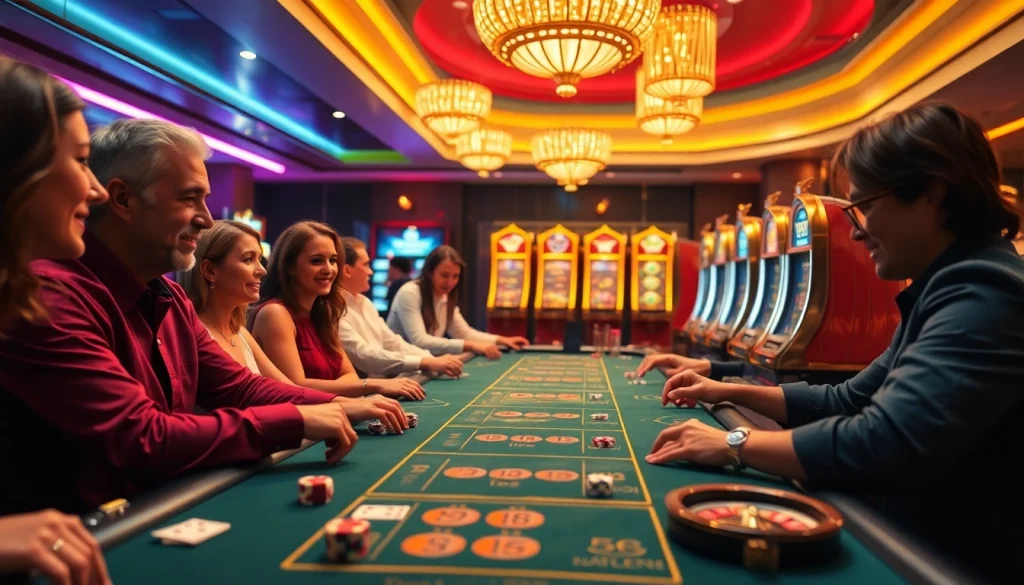 S8 gaming table action with poker chips and slots showcasing thrilling gambling moments.